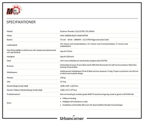 Urbancorner - Specifikationer Dualtron Thunder 2